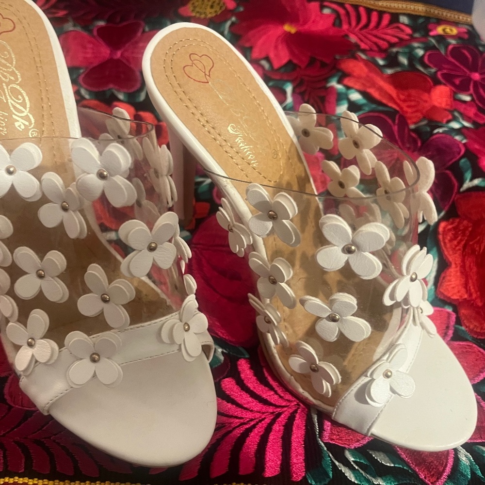 White floral shoes